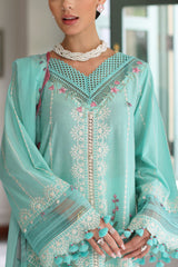 UAE-3 Piece Embroidered Lawn Suit with Chiffon Dupatta