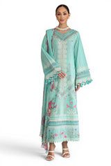 UAE-3 Piece Embroidered Lawn Suit with Chiffon Dupatta