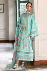 UAE-3 Piece Embroidered Lawn Suit with Chiffon Dupatta