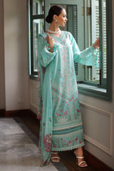 UAE-3 Piece Embroidered Lawn Suit with Chiffon Dupatta