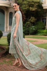 UAE-3 Piece Embroidered Lawn Suit with Chiffon Dupatta