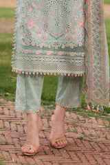 UAE-3 Piece Embroidered Lawn Suit with Chiffon Dupatta