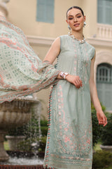 UAE-3 Piece Embroidered Lawn Suit with Chiffon Dupatta