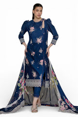 UAE-3 Piece Embroidered Lawn Suit with Chiffon Dupatta and Borders PM-62043