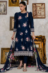 UAE-3 Piece Embroidered Lawn Suit with Chiffon Dupatta and Borders PM-62043