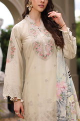 UAE-3 Piece Embroidered Lawn Suit with Chiffon Dupatta