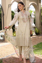 UAE-3 Piece Embroidered Lawn Suit with Chiffon Dupatta