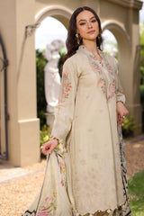 UAE-3 Piece Embroidered Lawn Suit with Chiffon Dupatta