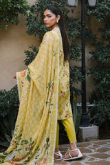 UAE-3 Piece Printed Lawn Suit with Printed Chiffon Dupatta and Embroidered Neckline BM-62011