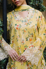 UAE-3 Piece Printed Lawn Suit with Printed Chiffon Dupatta and Embroidered Neckline BM-62011