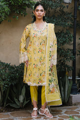 UAE-3 Piece Printed Lawn Suit with Printed Chiffon Dupatta and Embroidered Neckline BM-62011