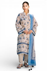 UAE-3 Piece Printed Lawn Suit with Printed Chiffon Dupatta BM-62007