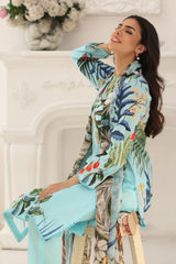 UAE-3 Piece Printed Lawn Suit with Chiffon Dupatta