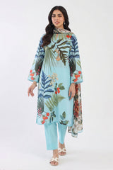 UAE-3 Piece Printed Lawn Suit with Chiffon Dupatta