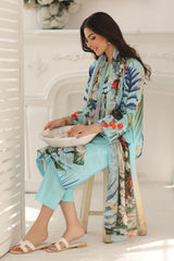 UAE-3 Piece Printed Lawn Suit with Chiffon Dupatta