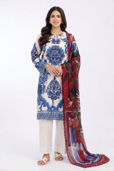 UAE-3 Piece Printed Lawn Suit with Chiffon Dupatta