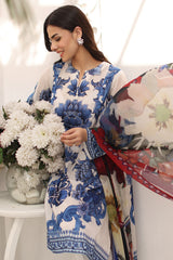 UAE-3 Piece Printed Lawn Suit with Chiffon Dupatta
