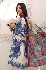 UAE-3 Piece Printed Lawn Suit with Chiffon Dupatta