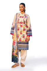 UAE-3 Piece Printed Lawn Suit with Chiffon Dupatta