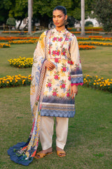UAE-3 Piece Printed Lawn Suit with Chiffon Dupatta