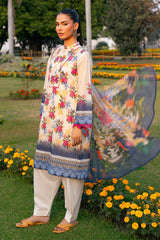 UAE-3 Piece Printed Lawn Suit with Chiffon Dupatta