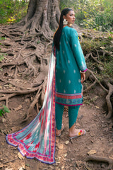 UAE-3 Piece Printed Lawn Suit with Chiffon Dupatta