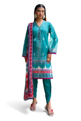 UAE-3 Piece Printed Lawn Suit with Chiffon Dupatta