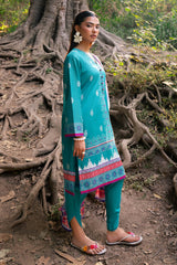 UAE-3 Piece Printed Lawn Suit with Chiffon Dupatta