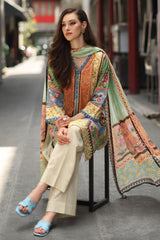 UAE-3 Piece Printed Lawn Suit with Printed Chiffon Dupatta