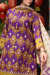 UAE-3 Piece Printed Lawn Suit with Printed Chiffon Dupatta