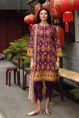 UAE-3 Piece Printed Lawn Suit with Printed Chiffon Dupatta