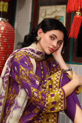 UAE-3 Piece Printed Lawn Suit with Printed Chiffon Dupatta