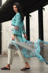 UAE-3 Piece Printed Lawn Suit with Printed Chiffon Dupatta