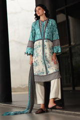 UAE-3 Piece Printed Lawn Suit with Printed Chiffon Dupatta