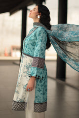 UAE-3 Piece Printed Lawn Suit with Printed Chiffon Dupatta