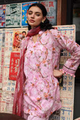 UAE-3 Piece Printed Lawn Suit with Printed Chiffon Dupatta