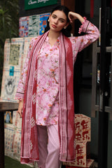 UAE-3 Piece Printed Lawn Suit with Printed Chiffon Dupatta