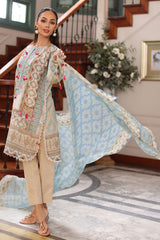 UAE-3 Piece Printed Lawn Suit with Chiffon Dupatta