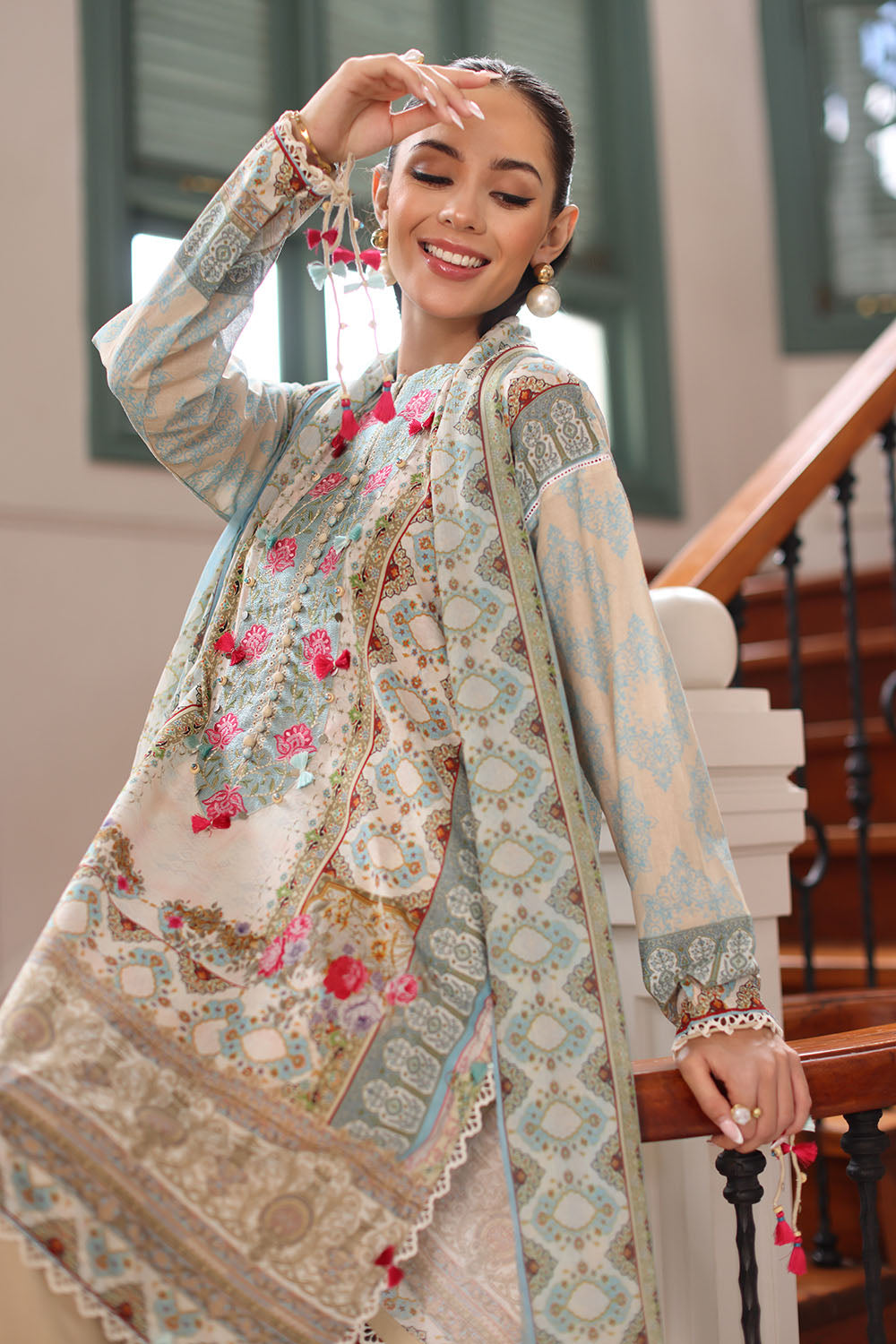 UAE-3 Piece Printed Lawn Suit with Chiffon Dupatta
