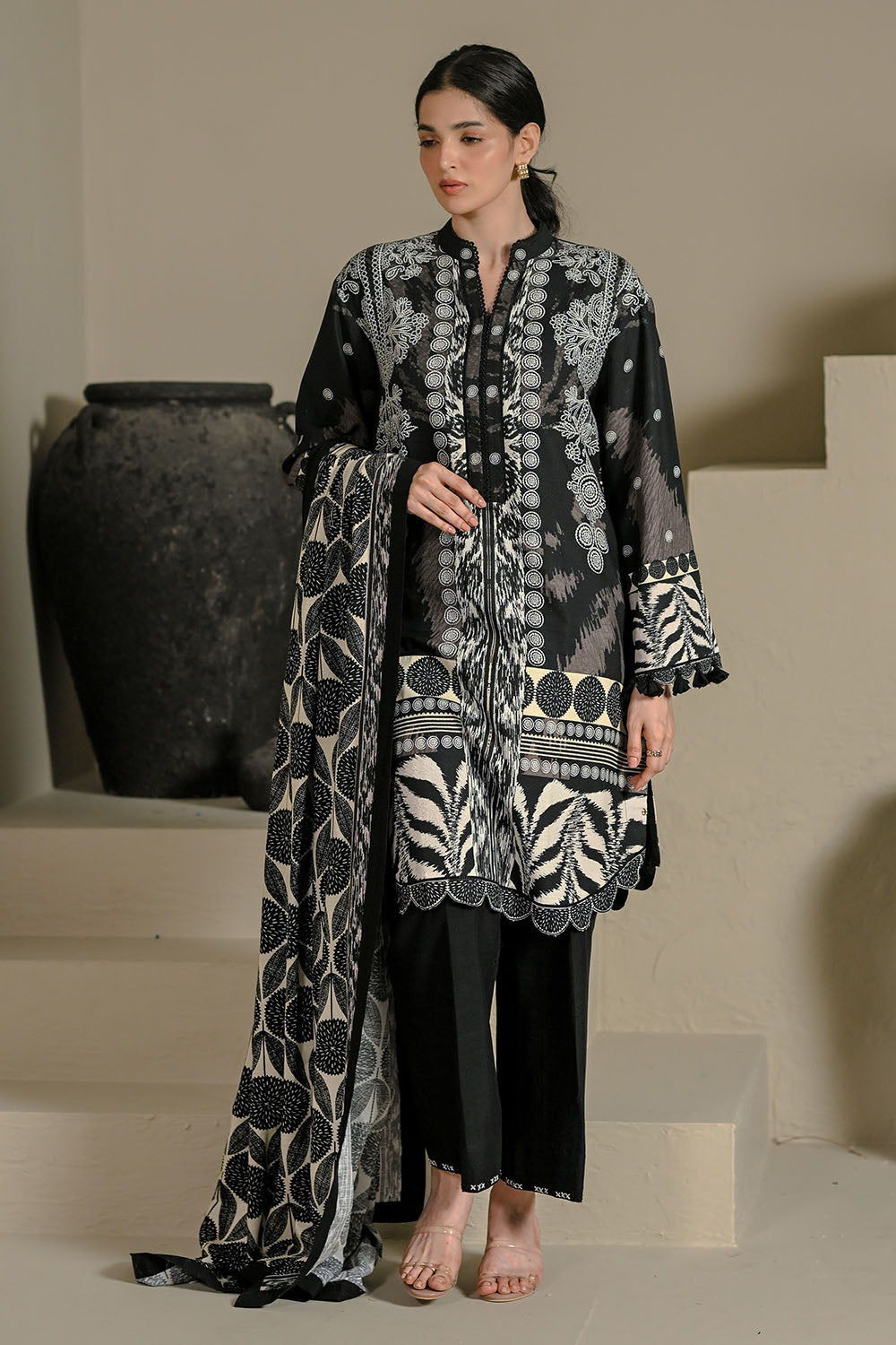 UAE-3 Piece Printed Corduroy Suit