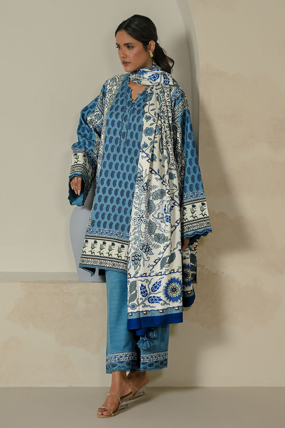 UAE-3 Piece Printed Corduroy Suit