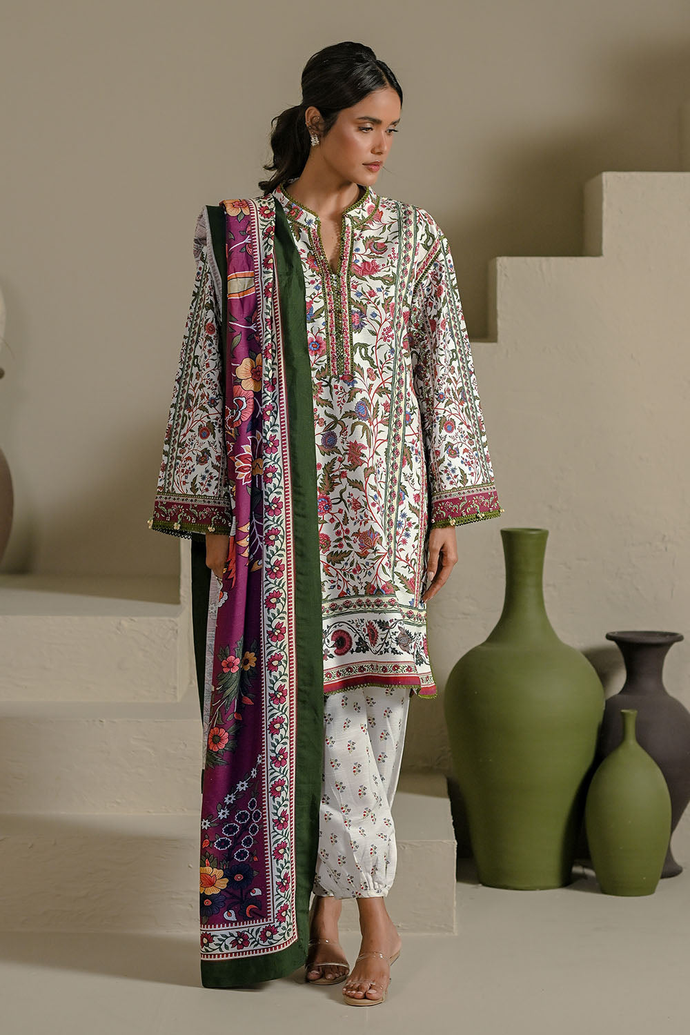 UAE-3 Piece Printed Corduroy Suit