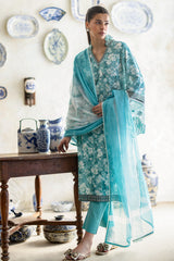 UAE-3 Piece Embroidered Printed Lawn Suit with Cotton Net Dupatta and Borders CN-62002