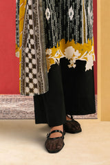 UAE-3 Piece Embroidered Printed Cotton Suit with Printed Denting Lawn Dupatta