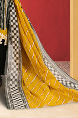 UAE-3 Piece Embroidered Printed Cotton Suit with Printed Denting Lawn Dupatta