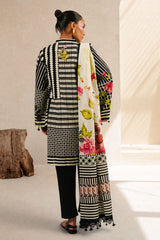 UAE-3 Piece Printed Cotton Suit with Printed Denting Lawn Dupatta and Embroidered Bunch
