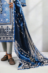 UAE-3 Piece Printed Cotton Suit with Printed Denting Lawn Dupatta and Embroidered Neckline