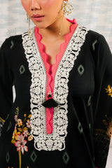 UAE-3 Piece Printed Cotton Suit with Printed Denting Lawn Dupatta and Embroidered Neckline