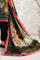 UAE-3 Piece Printed Cotton Suit with Printed Denting Lawn Dupatta and Embroidered Neckline