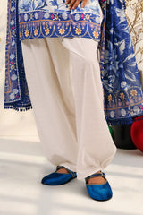 UAE-3 Piece Printed Cotton Suit with Printed Denting Lawn Dupatta and Embroidered Neckline